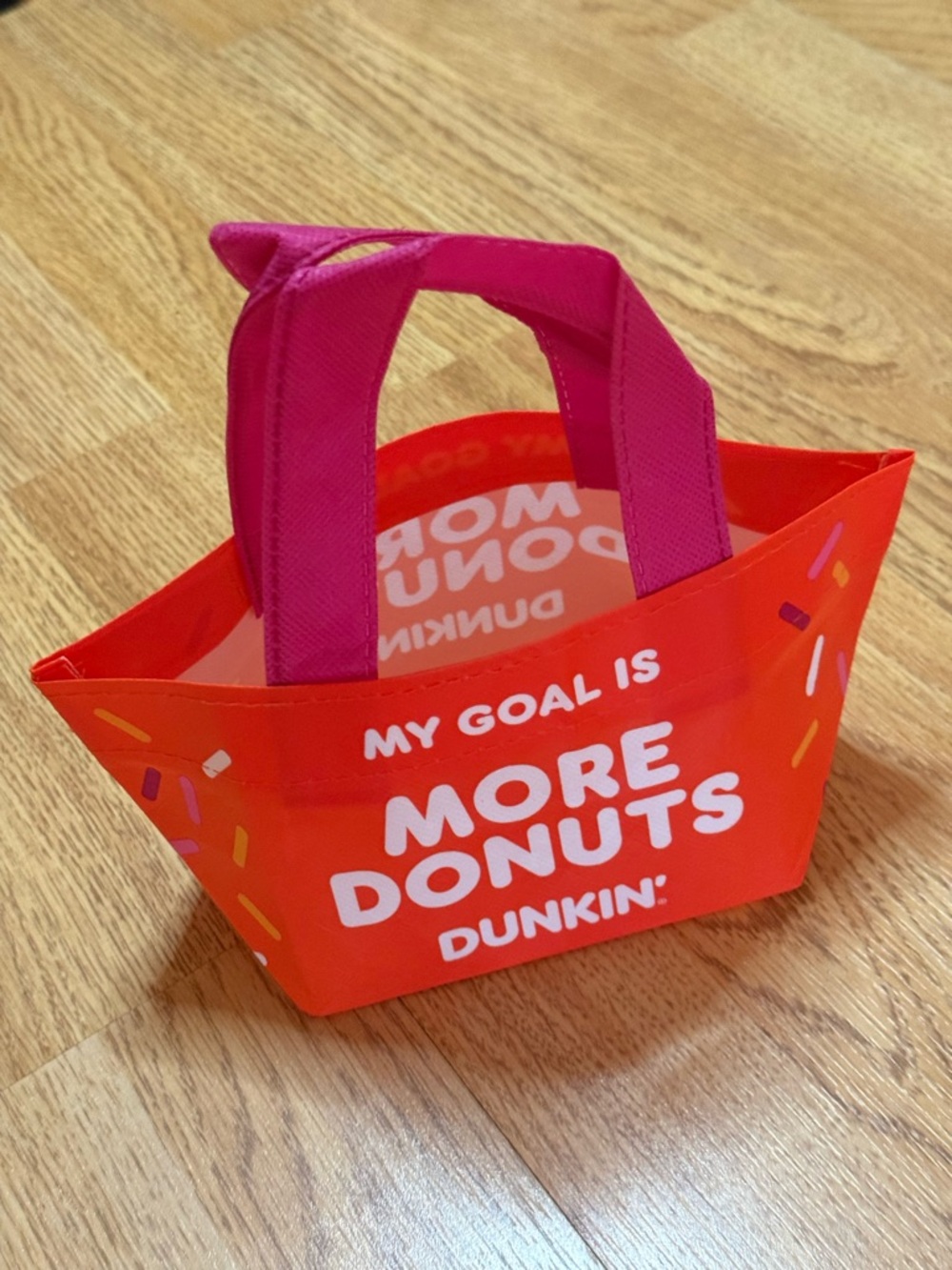 More Donuts' Mini Tote Bag - Orange with Pink Handles - Picture 3 of 6